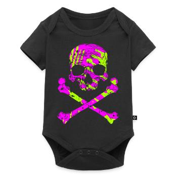 Skull with bone - Baby Premium short-sleeve bodysuit - black - Front
