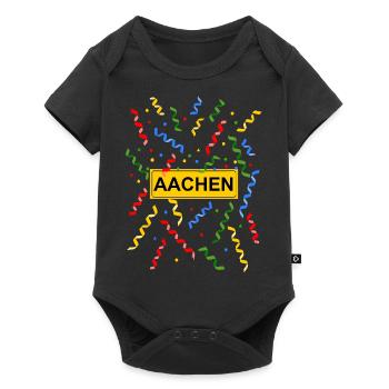 Aachen Karneval Konfetti Kostüm Ortsschild - Baby Premium Kurzarmbody - Schwarz - Vorne