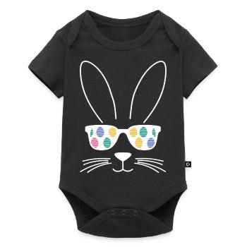 Lapin de Pâques cool avec lunettes de soleil - Body à manches courtes Premium Bébé - noir - Devant