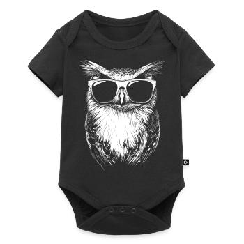 Eule Sonnenbrille Sommer - Baby Premium Kurzarmbody - Schwarz - Vorne
