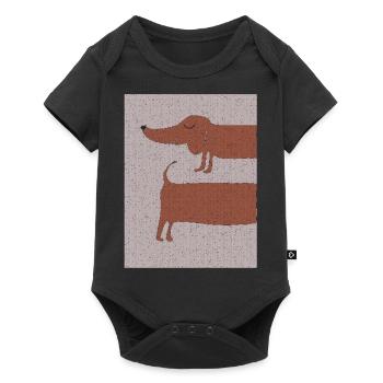 Dachshund Fabric Fabric - Baby Premium short-sleeve bodysuit - black - Front