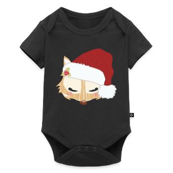 La tête d'un Renard avec un chapeau de Noël - Body à manches courtes Premium Bébé - noir - Devant