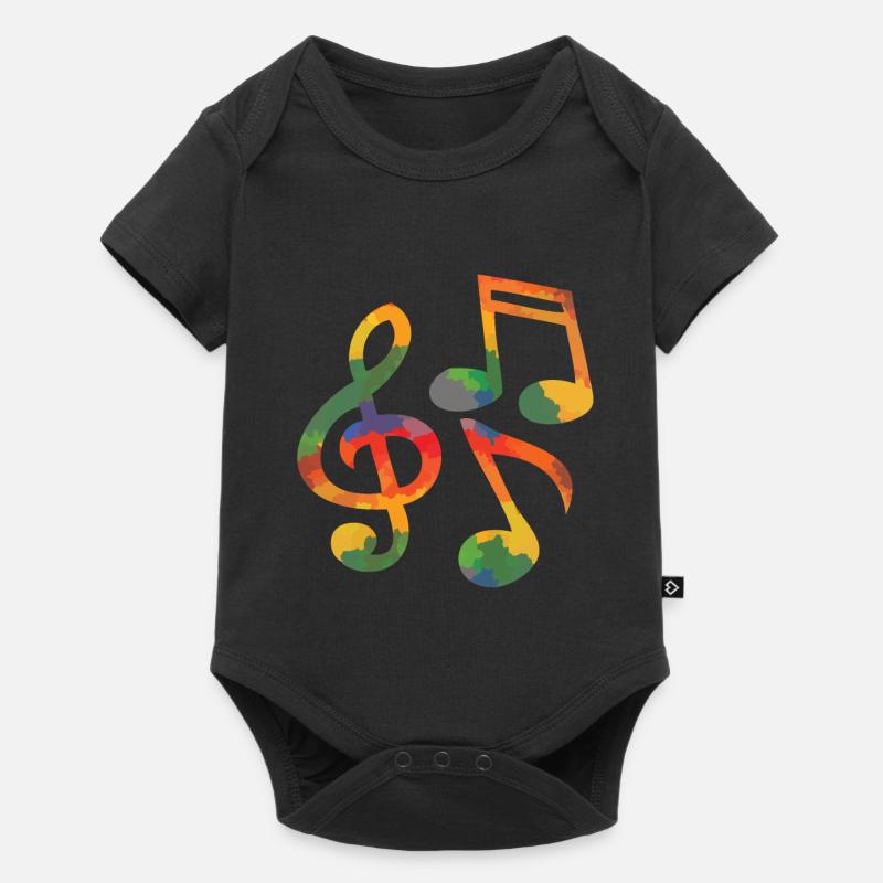 Notes de musique colorées - Body à manches courtes Premium Bébé - noir