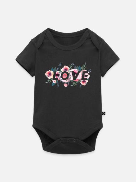 LOVE - Baby Premium Kurzarmbody - Schwarz