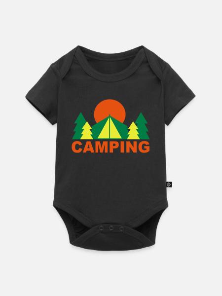 Camping - Baby Premium Kurzarmbody - Schwarz