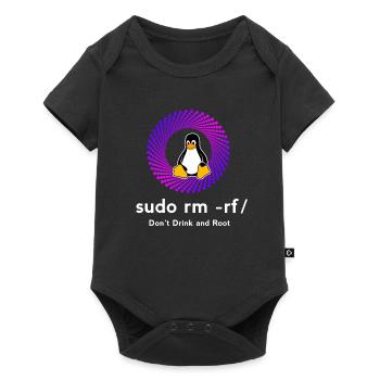 Computer Sys admin Pinguin Nerd pc sudo rm -rf cod - Baby Premium Kurzarmbody - Schwarz - Vorne