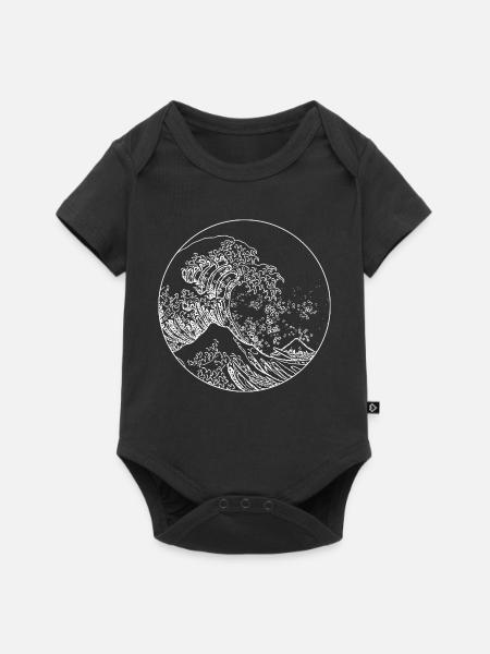Welle weiß - Baby Premium Kurzarmbody - Schwarz