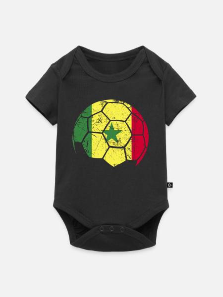 Sénégal Ballon de football Football - Body à manches courtes Premium Bébé - noir