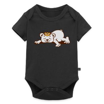 Un petit ours avec une couronne d'or dort - Body à manches courtes Premium Bébé - noir - Devant