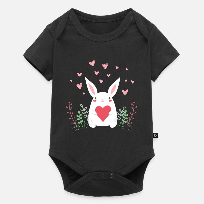 Lapin de l’Est Lapin de Pâques Oreilles de lapin mignon LOL - Body à manches courtes Premium Bébé - noir