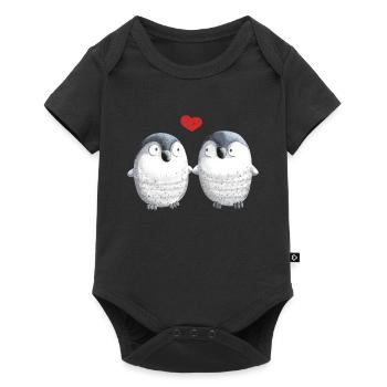 Penguins in Love - Penguin - Bird - Love - Heart - Baby Premium short-sleeve bodysuit - black - Front