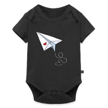 Paper Airplane With Heart - Love - Travel - Flying - Baby Premium short-sleeve bodysuit - black - Front