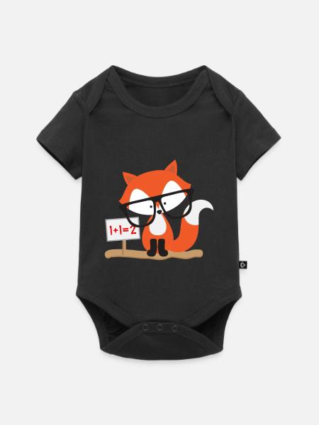 Kindermotiv: schlauer Fuchs rechnet - Baby Premium Kurzarmbody - Schwarz