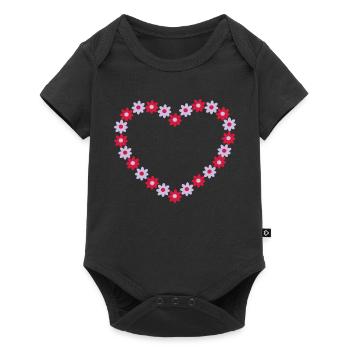 Un cœur de fleurs - Body à manches courtes Premium Bébé - noir - Devant