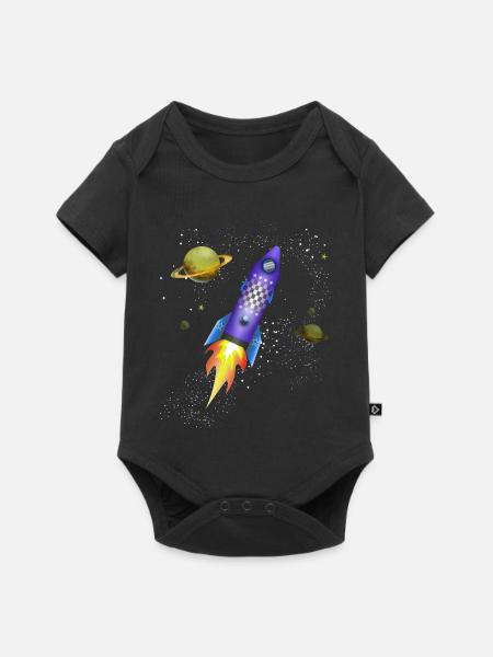 Rakete im Weltall - Baby Premium Kurzarmbody - Schwarz