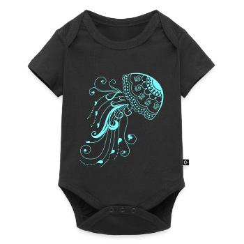 Qualle Meerestier Neon fisch Strand - Baby Premium Kurzarmbody - Schwarz - Vorne
