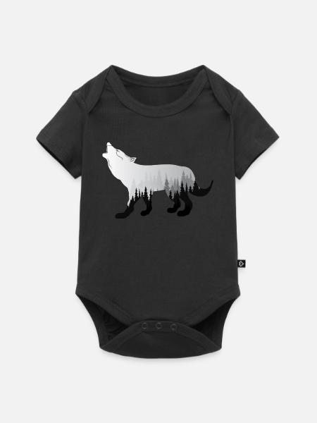Wolf - Baby Premium Kurzarmbody - Schwarz