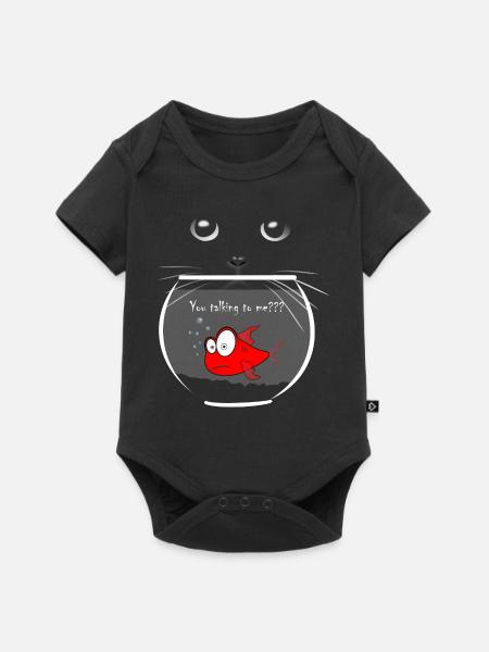 poisson rouge - Body à manches courtes Premium Bébé - noir