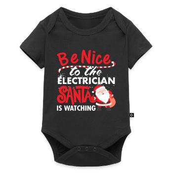 Soyez gentil à l'électricien le père Noël regarde la chemise - Body à manches courtes Premium Bébé - noir - Devant