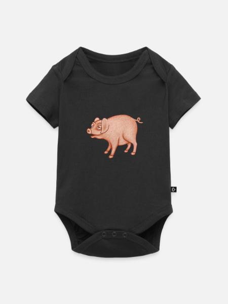 Humorvolles Schwein-Charakter - Baby Premium Kurzarmbody - Schwarz