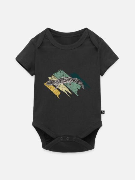 Gecko Echse Tier Geschenkidee - Baby Premium Kurzarmbody - Schwarz