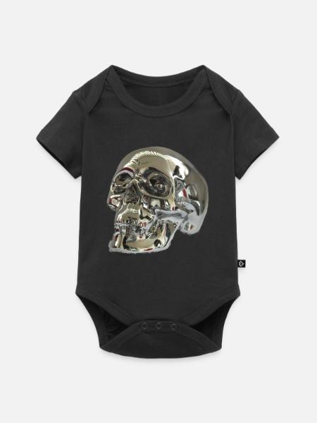 Silber Skull - Baby Premium Kurzarmbody - Schwarz