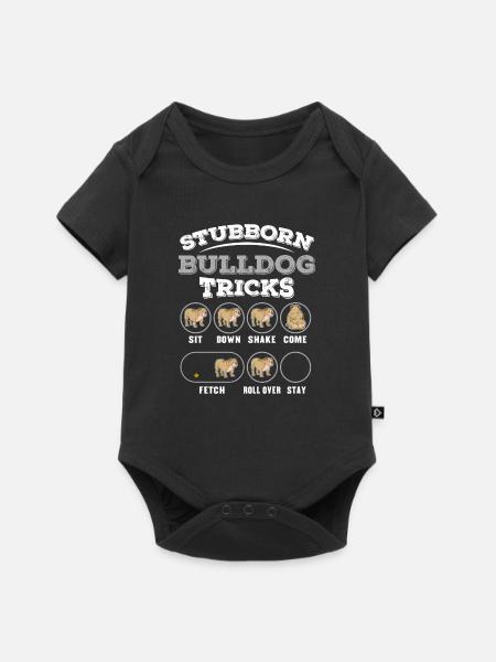 Hundetraining für Bulldogen - Baby Premium Kurzarmbody - Schwarz