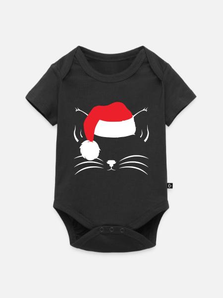 Weihnachtskatze Shirt - Baby Premium Kurzarmbody - Schwarz