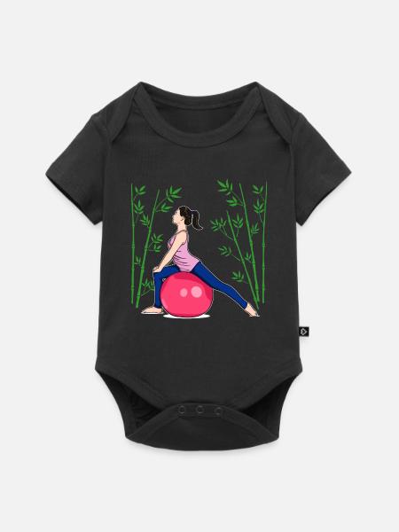 Pilates Übung Fitness Training Workout - Baby Premium Kurzarmbody - Schwarz