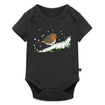 Robin Winter Motif Snow Bird Branch - Baby Premium short-sleeve bodysuit - black - Front
