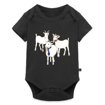 3 drôles de chèvres - un excellent cadeau pour les fans de chèvre - Body à manches courtes Premium Bébé - noir - Devant