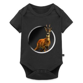 Reh - Baby Premium Kurzarmbody - Schwarz - Vorne