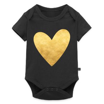 Heart gold I symbol love gift - Baby Premium short-sleeve bodysuit - black - Front