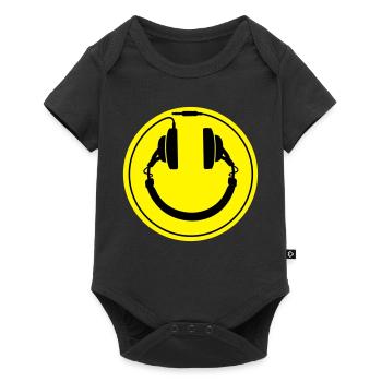 écouteurs smiley - Body à manches courtes Premium Bébé - noir - Devant
