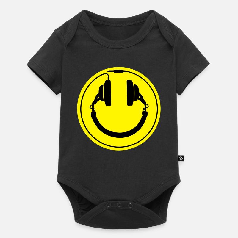 écouteurs smiley - Body à manches courtes Premium Bébé - noir