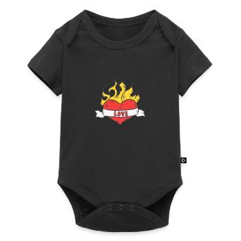Beautiful Love Heart with flames Valentine's Day - Baby Premium short-sleeve bodysuit - black - Front