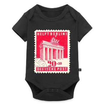 Helft Berlin Briefmarke 20 + 10 Rot 1948 - Baby Premium Kurzarmbody - Schwarz - Vorne