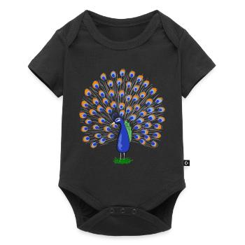 Colorful peacock feather illustration - Baby Premium short-sleeve bodysuit - black - Front