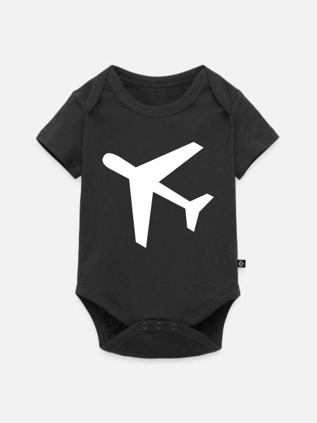 Symbol Flugzeug - Baby Premium Kurzarmbody - Schwarz