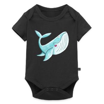 Whale with Heart I Humpback Whale Gift Comic - Baby Premium short-sleeve bodysuit - black - Front