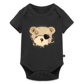 Teddy with eye patch - Baby Premium short-sleeve bodysuit - black - Front