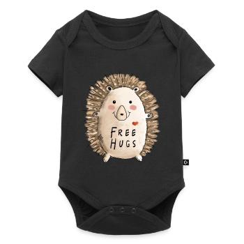 Free Hugs Igel I Kinder Comic Geschenk Herbst - Baby Premium Kurzarmbody - Schwarz - Vorne