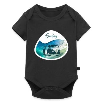Surfing wave bus - design - Baby Premium short-sleeve bodysuit - black - Front