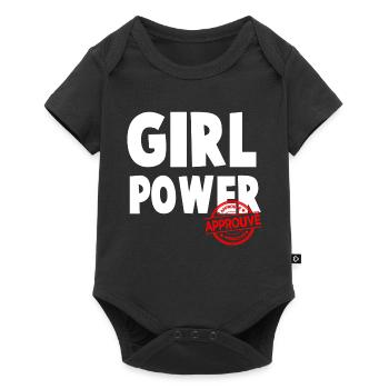 Girl Power Mutiges Drehbuch-Design - Baby Premium Kurzarmbody - Schwarz - Vorne