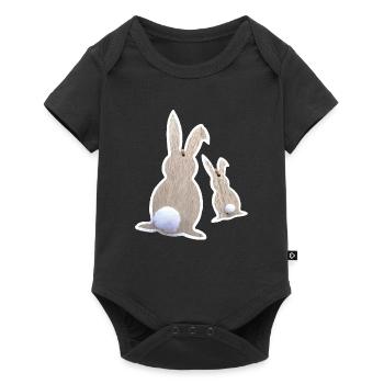 Lapins de Pâques par derrière - Body à manches courtes Premium Bébé - noir - Devant