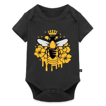 A bee with a crown - Baby Premium short-sleeve bodysuit - black - Front
