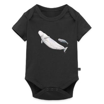 Beluga white whale and its brood - Beluga and calf - Baby Premium short-sleeve bodysuit - black - Front