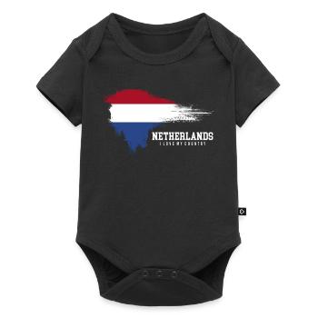 Netherlands Pride Brush Flag - Baby Premium short-sleeve bodysuit - black - Front