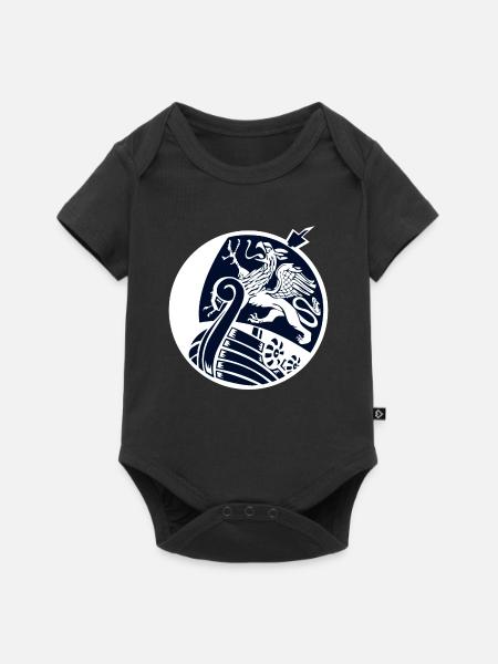 Rostock - Kogge - Wikingerschiff - Baby Premium Kurzarmbody - Schwarz