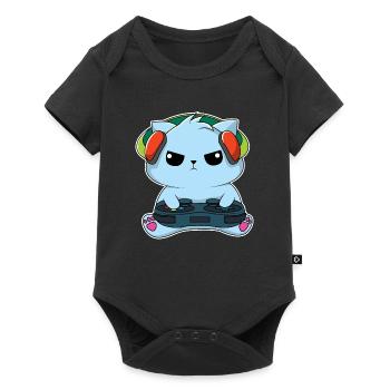 Gamer-Katze - Baby Premium Kurzarmbody - Schwarz - Vorne